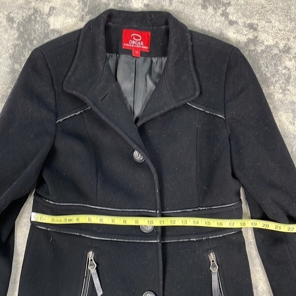 Oscar an Oscar de la Renta Company Wool Cashmere Longline Peacoat Jacket Sz 12 - Picture 5 of 12